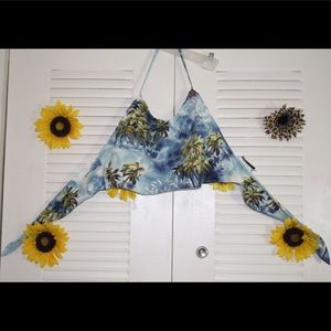 Cute Tropical Hawaiian Print Halter Top
